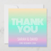 Moderne holografische Hochzeit mit glanzvollem Fot Dankeskarte (Vorderseite)