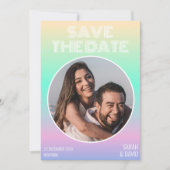 Moderne holografische Hochzeit mit glanzvollem Fot Save The Date (Vorderseite)