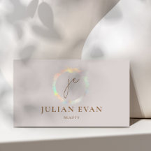 Moderne holografische Monogramm-Beige-Visitenkarte