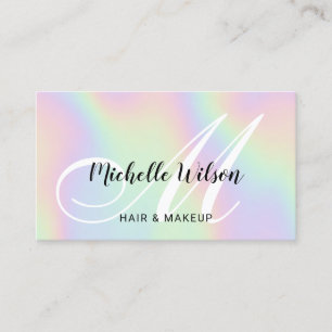 Moderne holografische Monogramm-Schrift Salon Spa Visitenkarte