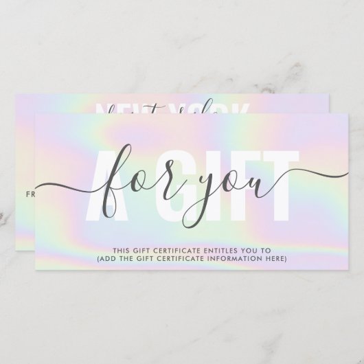 Moderne holografische Pastell-Regenbogensalon-Gesc (Vorne/Hinten)