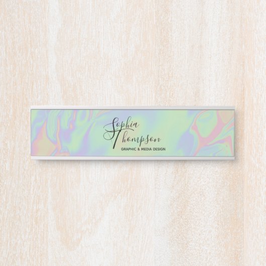 Moderne holografische Rainbow Pastel - Namensplatt Türschild (Vorderseite )