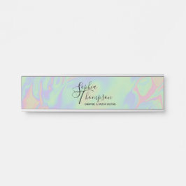 Moderne holografische Rainbow Pastel - Namensplatt Türschild