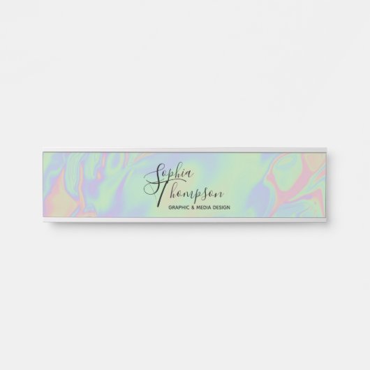 Moderne holografische Rainbow Pastel - Namensplatt Türschild (Vorderseite )