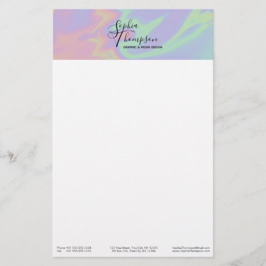 Moderne holografische Rainbow Pastel Stationery Briefpapier (Vorderseite)