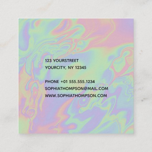 Moderne holografische Rainbow Pastel - Visitenkart Quadratische Visitenkarte (Rückseite)
