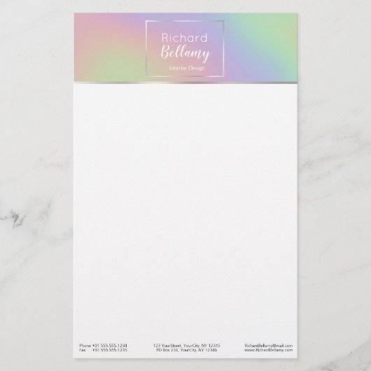 Moderne Holografische Regenbogeneffekte Metallrahm Briefpapier (Vorderseite)