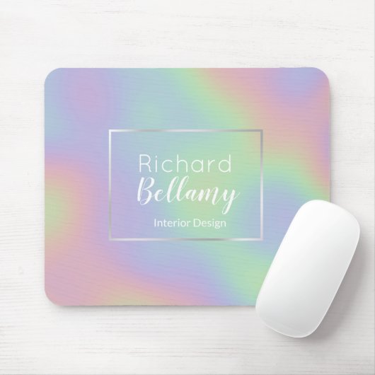 Moderne Holografische Regenbogeneffekte Metallrahm Mousepad (Mit Mouse)