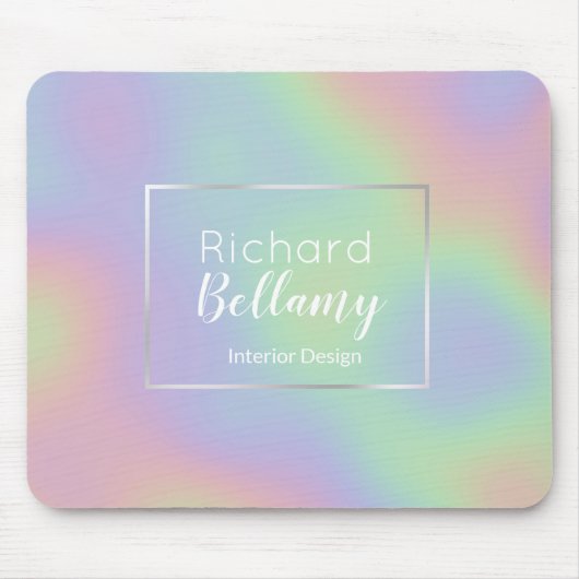 Moderne Holografische Regenbogeneffekte Metallrahm Mousepad (Vorne)