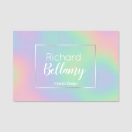 Moderne Holografische Regenbogeneffekte Metallrahm Namensschild