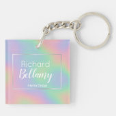 Moderne Holografische Regenbogeneffekte Metallrahm Schlüsselanhänger (Rückseite)