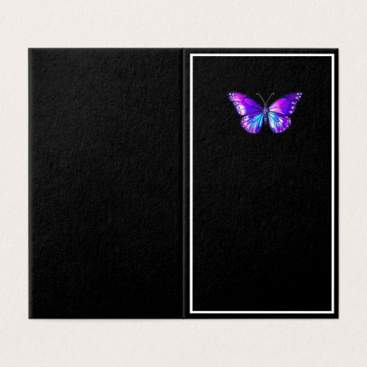 Moderne holografische Schmetterlingskarte schwarz (Außenseite Aufgefaltet)