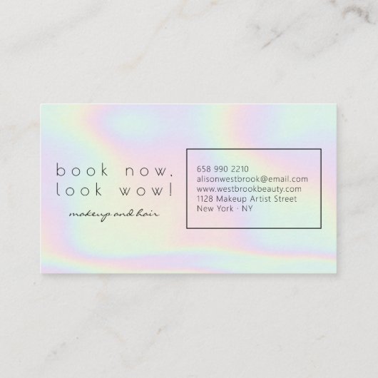Moderne holografische Schminkkünstler Gefälle Rege Visitenkarte (Rückseite)