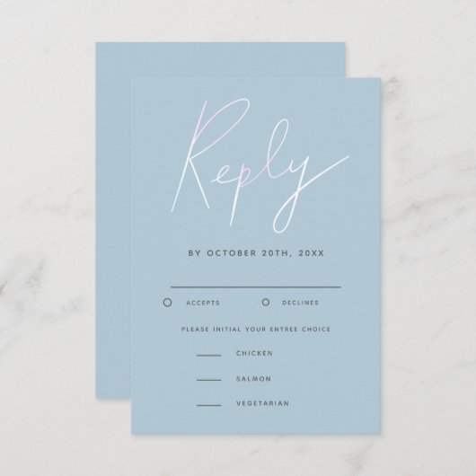 Moderne holografische Skripte Hochzeit RSVP Meal C (Vorne/Hinten)