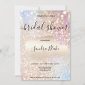 Moderne holografische Sparkling-Glitzer-Kalligrafi Einladung (Vorderseite)