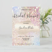 Moderne holografische Sparkling-Glitzer-Kalligrafi Einladung (Stehend Vorderseite)