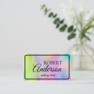 Moderne holografische Visagistin Einhorn Regenboge Visitenkarte