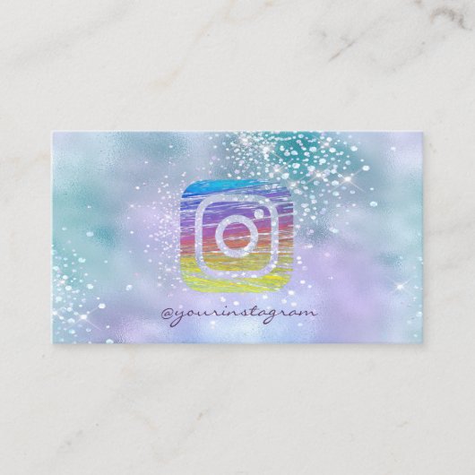 Moderne Holographic Diamonds Instagram Social Medi Visitenkarte (Vorderseite)