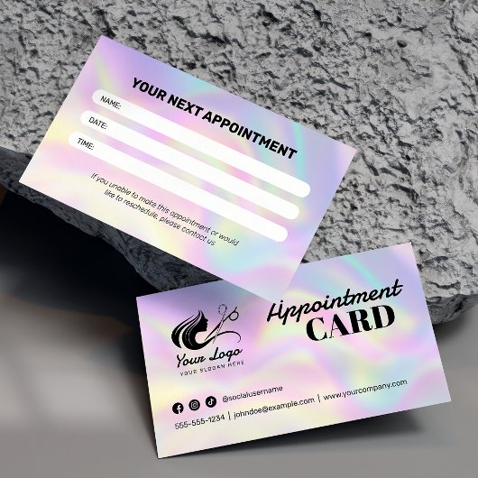 Moderne Holographic Hair Salon Logo & Social Media Terminkarte