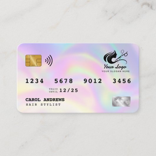 Moderne Holographic Hair Stylist Kreditkarte gesty Visitenkarte (Vorderseite)