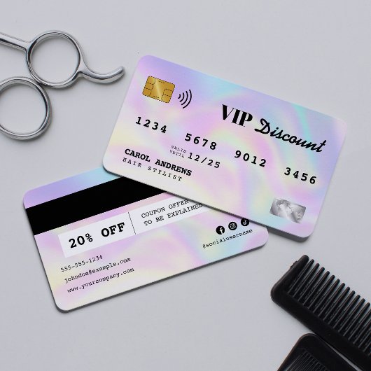 Moderne Holographic Hairstylist Credit Card VIP Rabattkarte