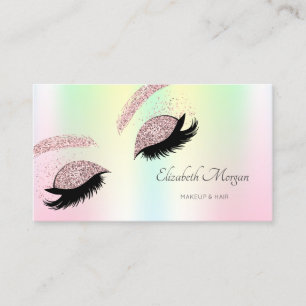Moderne Holographic Rose Gold Glitzer Imitats Lash Visitenkarte