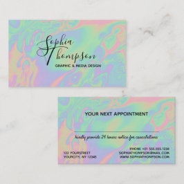 Moderne Holographic Script Pastel Terminationskart Terminkarte