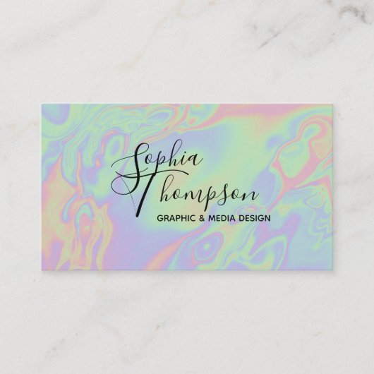 Moderne Holographic Script Pastel Terminationskart Terminkarte (Vorderseite)
