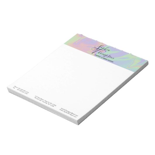Moderne Holographic Script Rainbow Pastel - Notepa Notizblock (Rotiert)