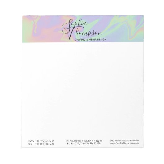 Moderne Holographic Script Rainbow Pastel - Notepa Notizblock (Vorderseite)