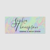 Moderne Holographische Effekte Script Rainbow Past Namensschild (Vorderseite)