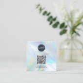 Moderne Holographische QR Code Social Media-Websit Quadratische Visitenkarte (Stehend Vorderseite)