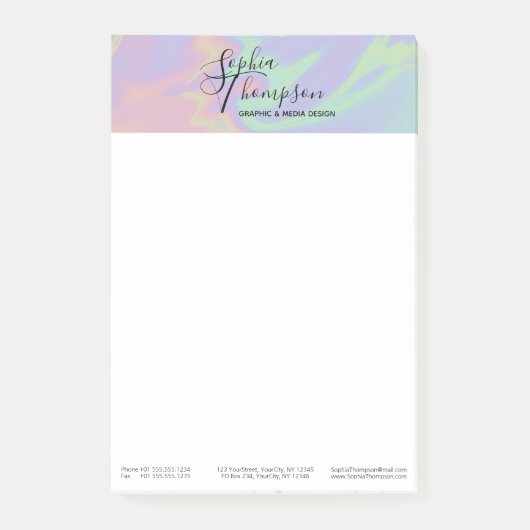 Moderne Holographische Rainbow Pastel Post-it® Not Post-it Klebezettel (Vorderseite)
