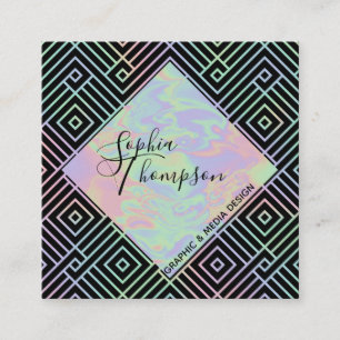 Moderne Holographische Symmetrie-Musterkarte Quadratische Visitenkarte