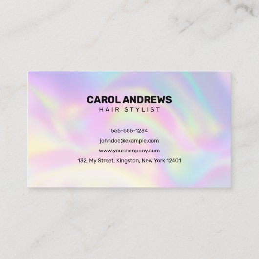 Moderne Holographische Verbindung mit uns Haarstyl Visitenkarte (Rückseite)