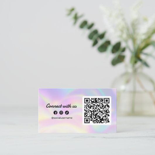 Moderne Holographische Verbindung mit uns Haarstyl Visitenkarte (Stehend Vorderseite)