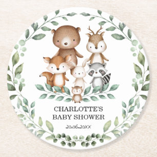 Moderne Holz-Grünanlage Tierbabydusche Dekoration Runder Pappuntersetzer