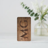 Moderne Holzbearbeitungs Monogram Teak Wood Initia Visitenkarte (Stehend Vorderseite)