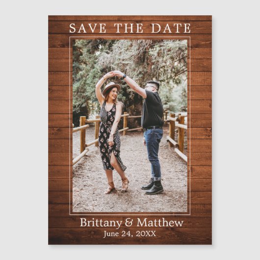 Moderne Holzdrucktechnik Magnetic Save the Date Magnetkarte (Vorderseite)