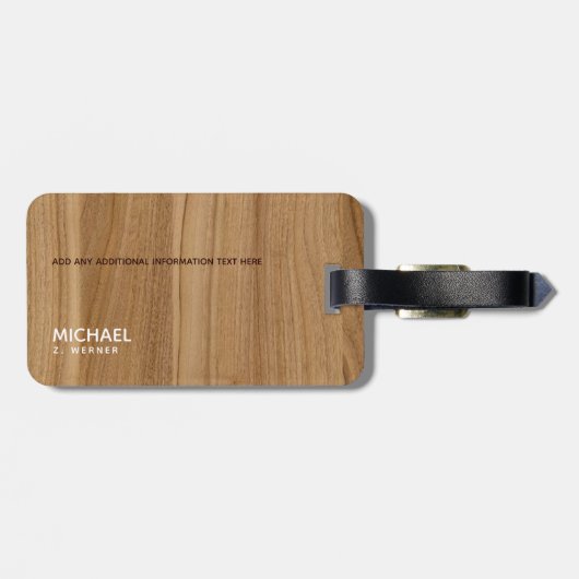 moderne holzfarbige Monogramm-Bezeichnung Gepäckanhänger (Rückseite horizontal)