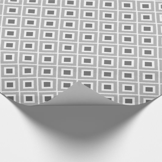 Moderne Holzkohle und hellgraues Ikat-Muster Geschenkpapier (Ecke)