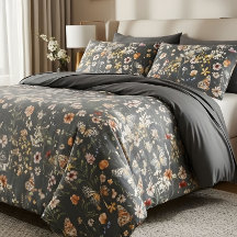 Moderne Holzkohlegrau Boho Wildblumen
