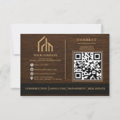 Moderne Holzkorn-QR-Code-Konstruktion  Dankeskarte (Rückseite)