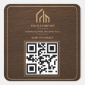 Moderne Holzkorn-QR-Code-Konstruktion Quadratischer Aufkleber (Vorderseite)