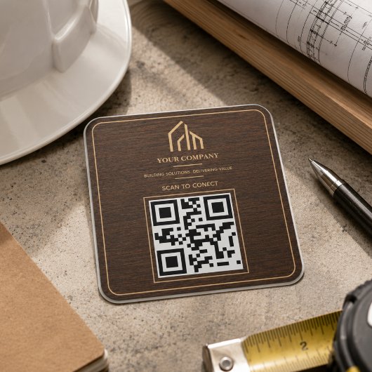 Moderne Holzkorn-QR-Code-Konstruktion Quadratischer Aufkleber
