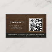 Moderne Holzkorn-QR-Code-Konstruktion Visitenkarte (Rückseite)