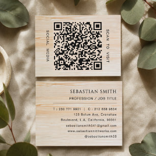 Moderne Holzmaserung Professioneller QR-Code Minim Visitenkarte