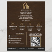Moderne Holzmaserung QR-Code-Konstruktion Flyer (Vorne)