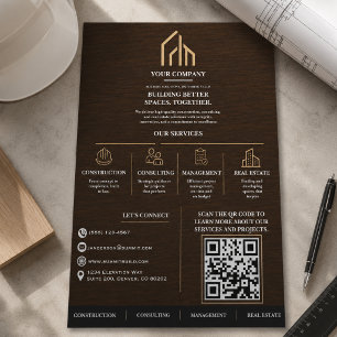 Moderne Holzmaserung QR-Code-Konstruktion Flyer