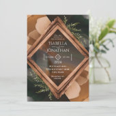 Moderne Holzrahmen rustikale Hochzeit Einladung (Stehend Vorderseite)